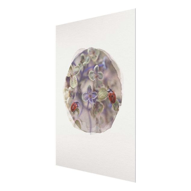 Glasschilderijen WaterColours - Ladybugs In The Garden