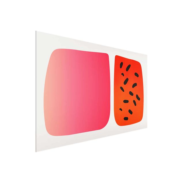 Glasschilderijen Abstract Shapes - Melon And Pink