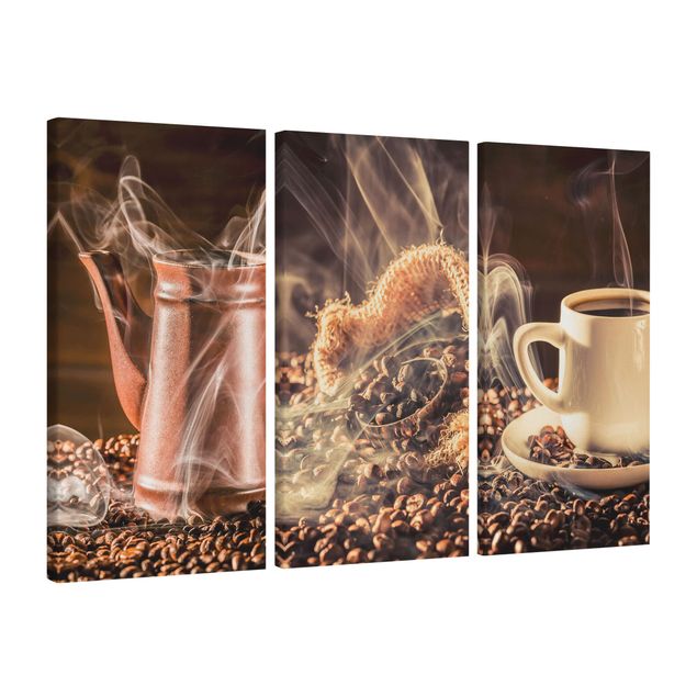 Canvas schilderijen - 3-delig Coffee - Steam