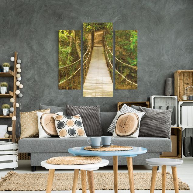 Canvas schilderijen - 3-delig Jungle Bridge