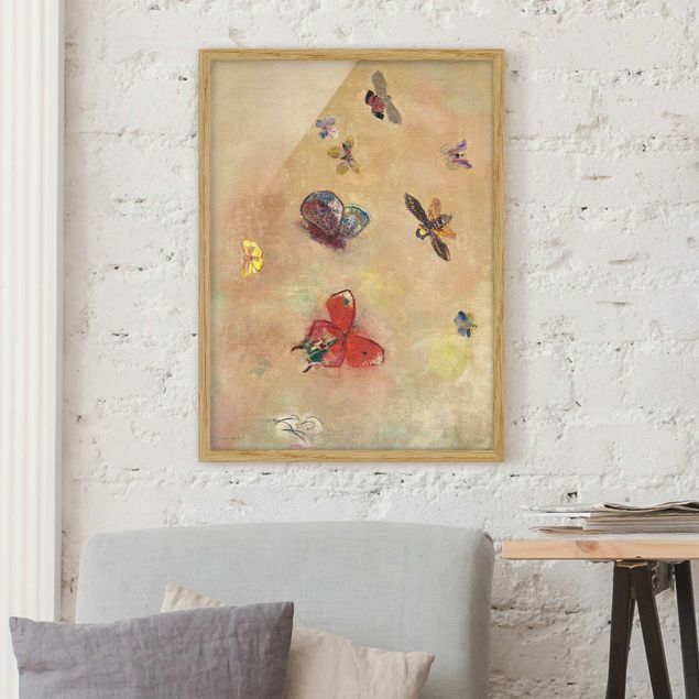 Ingelijste posters Odilon Redon - Colourful Butterflies