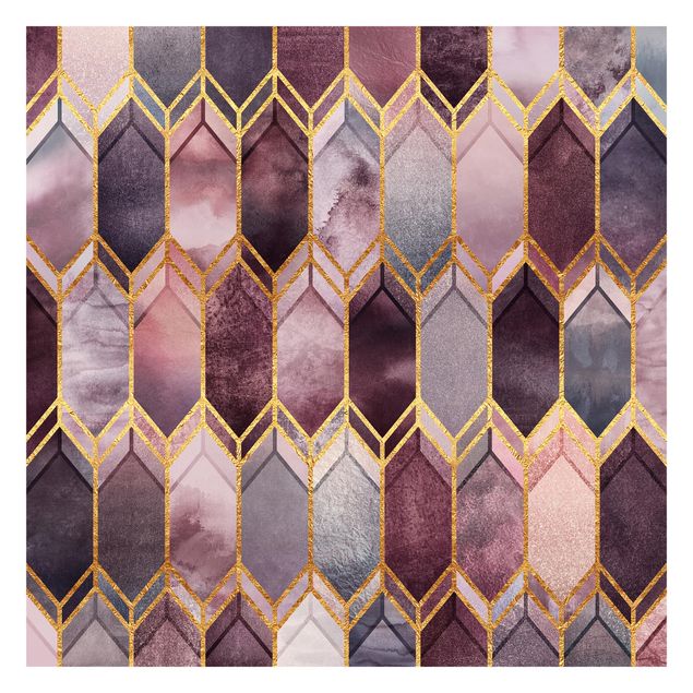 Patroonbehang Stained Glass Geometric Rose Gold