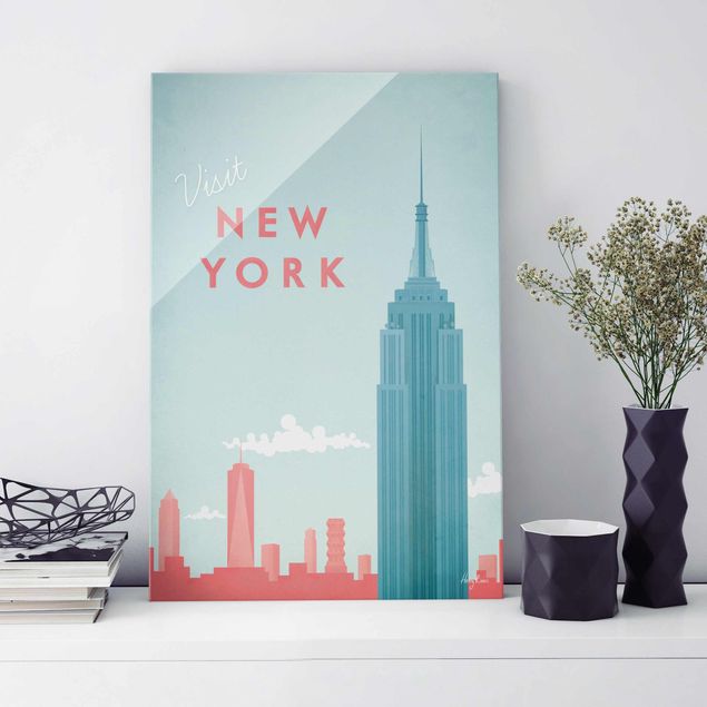 Glas Magnettafel Travel Poster - New York