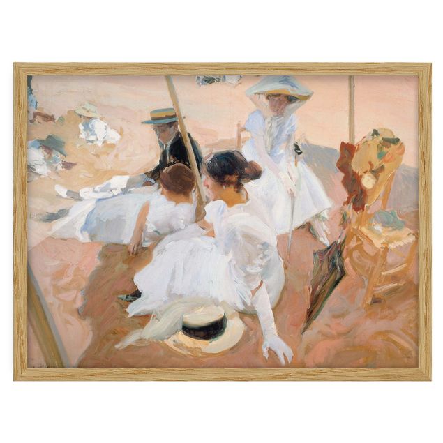 Ingelijste posters Joaquin Sorolla - Under The Awning, On The Beach At Zarauz
