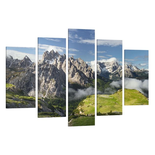 Canvas schilderijen - 5-delig Italian Alps