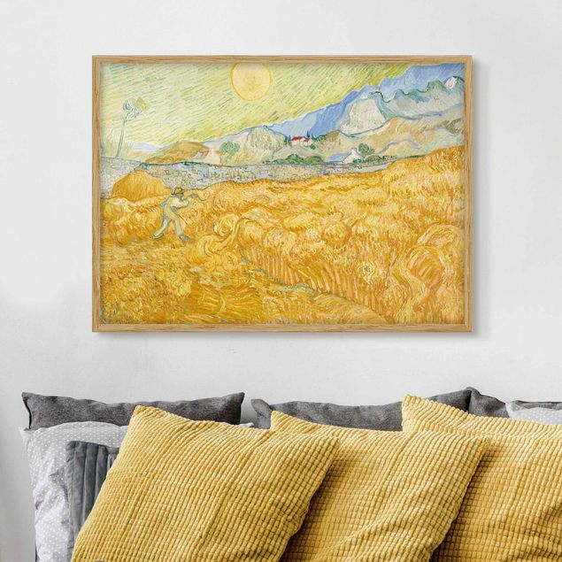 Ingelijste posters Vincent Van Gogh - The Harvest, The Grain Field