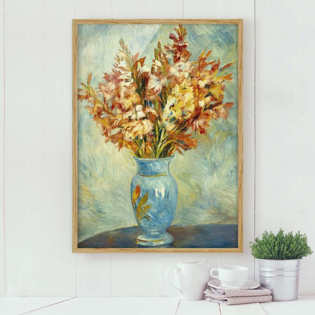 Ingelijste posters Auguste Renoir - Gladiolas in a Blue Vase