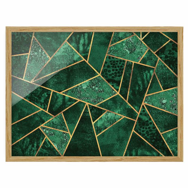 Ingelijste posters Dark Emerald With Gold