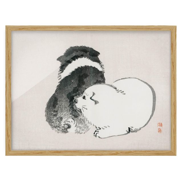 Ingelijste posters Asian Vintage Drawing Black And White Pooch