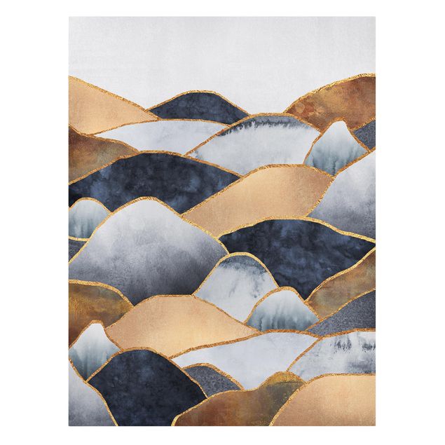 Canvas schilderijen Golden Mountains Watercolour