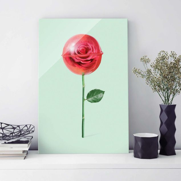Magnettafel Glas Rose With Lollipop