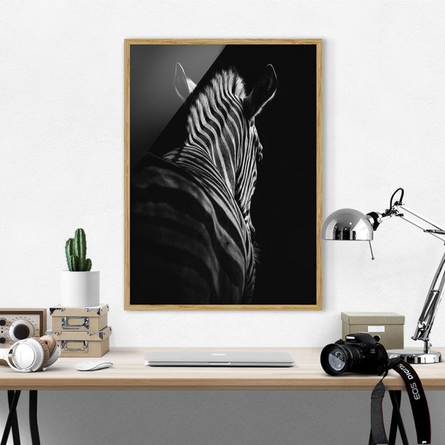 Ingelijste posters Dark Zebra Silhouette