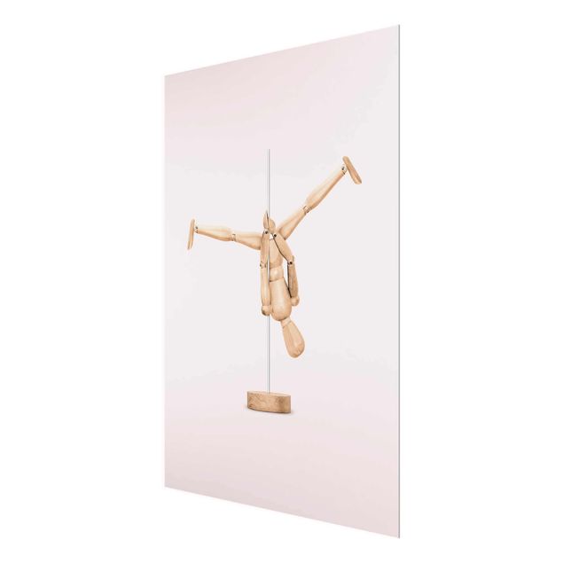 Glasschilderijen Pole Dance With Wooden Figure