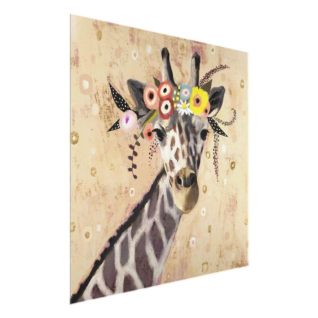 Glasschilderijen Klimt Giraffe