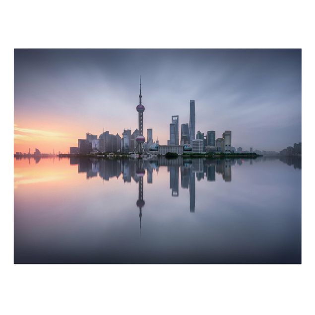 Canvas schilderijen Shanghai Skyline Morning Mood