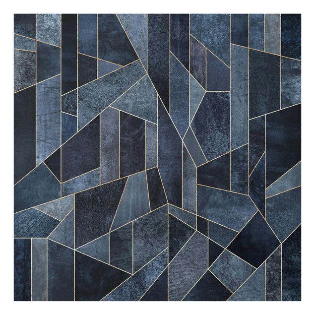 Glasschilderijen Blue Geometry Watercolour