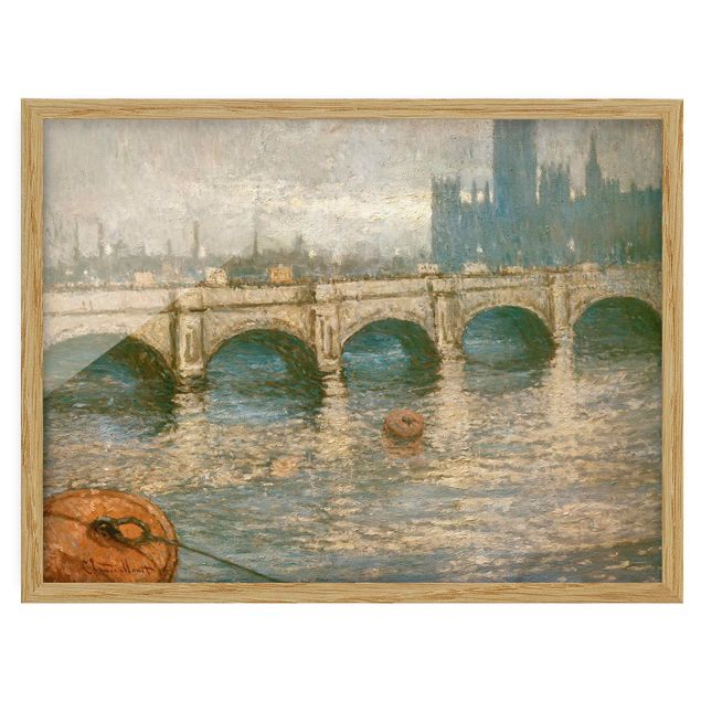 Ingelijste posters Claude Monet - Thames Bridge And Parliament Building In London