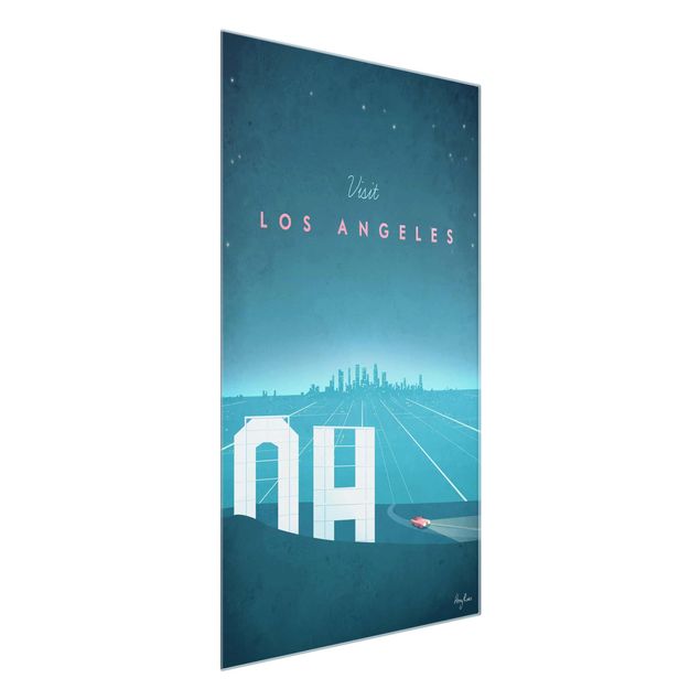Glasschilderijen Travel Poster - Los Angeles
