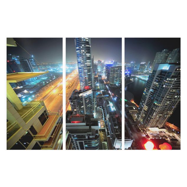 Canvas schilderijen - 3-delig Dubai Lights