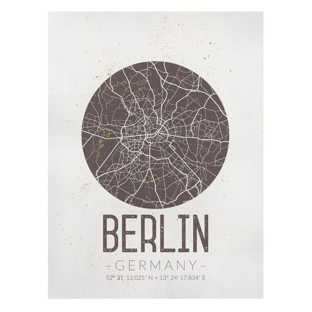 Canvas schilderijen City Map Berlin - Retro