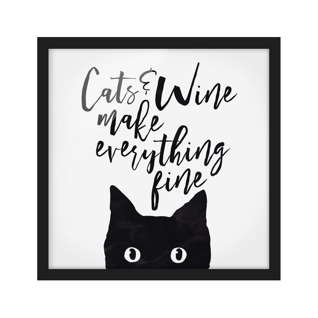 Ingelijste posters Cats And Wine make Everything Fine