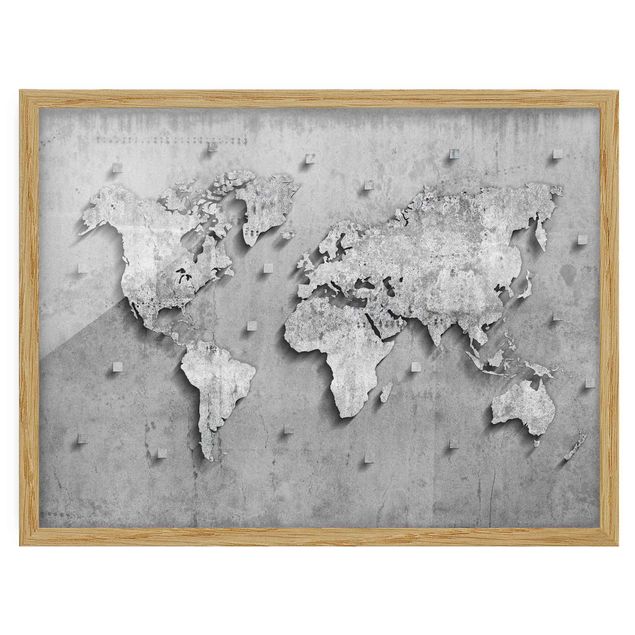 Ingelijste posters Concrete World Map