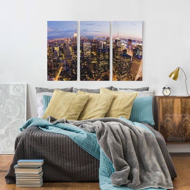 Canvas schilderijen - 3-delig New York Skyline At Night