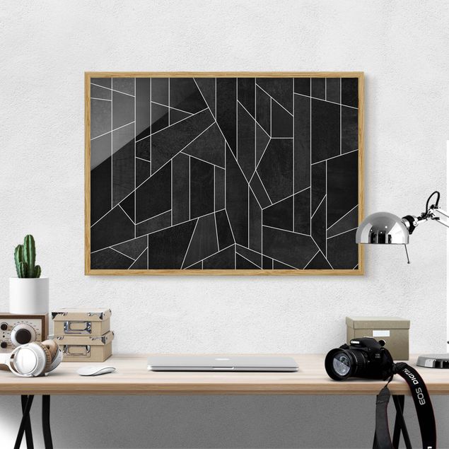 Ingelijste posters Black And White Geometric Watercolour