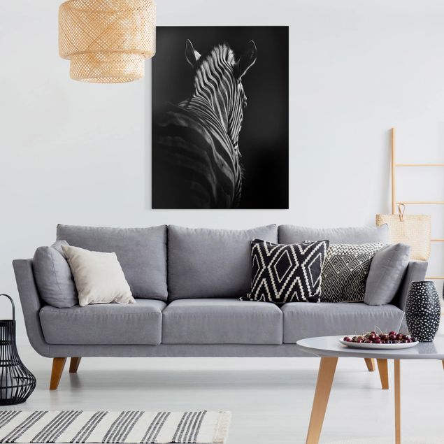 Canvas schilderijen Dark Zebra Silhouette
