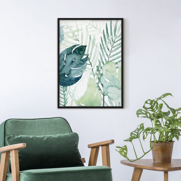 Ingelijste posters Palm Fronds In Watercolour I