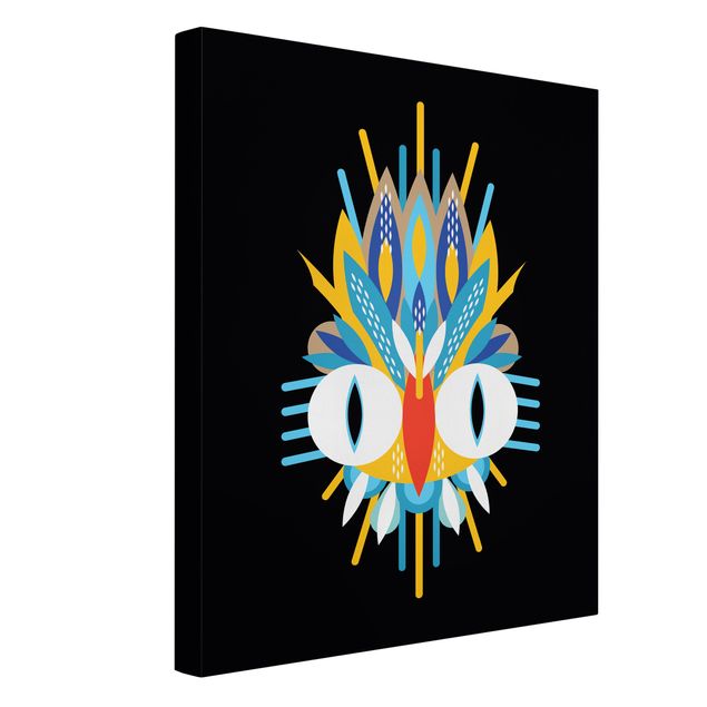 Canvas schilderijen Collage Ethno Mask - Bird Feathers