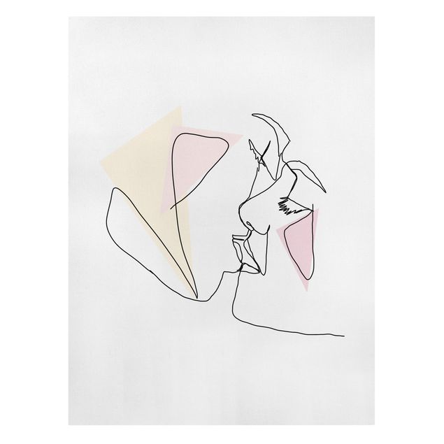 Canvas schilderijen Kiss Faces Line Art