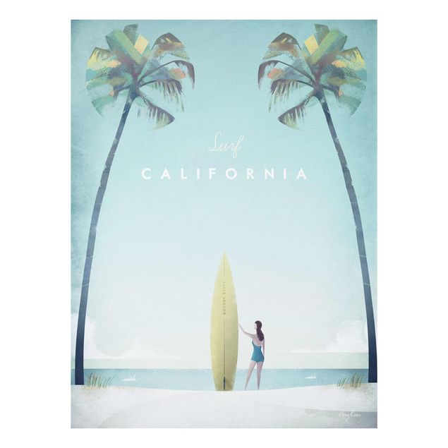 Glasschilderijen Travel Poster - California