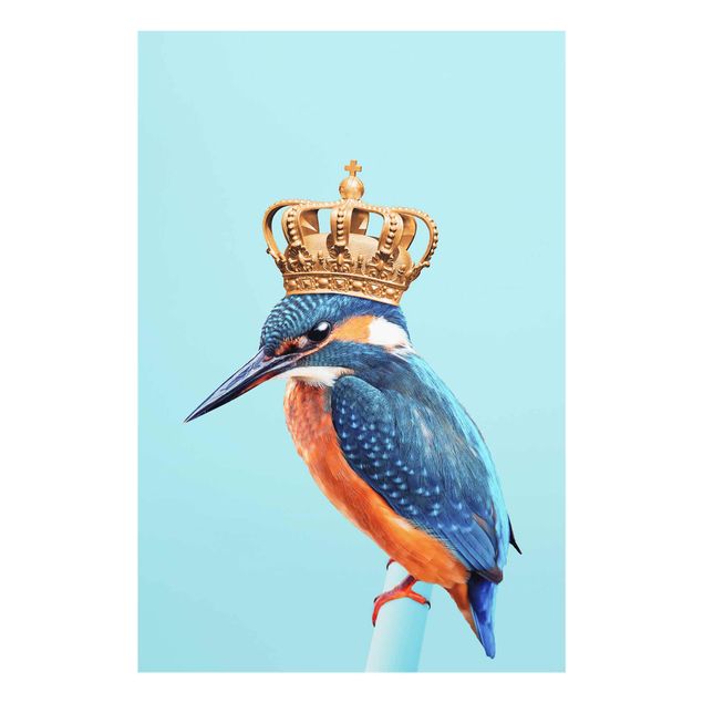 Glasschilderijen Kingfisher With Crown