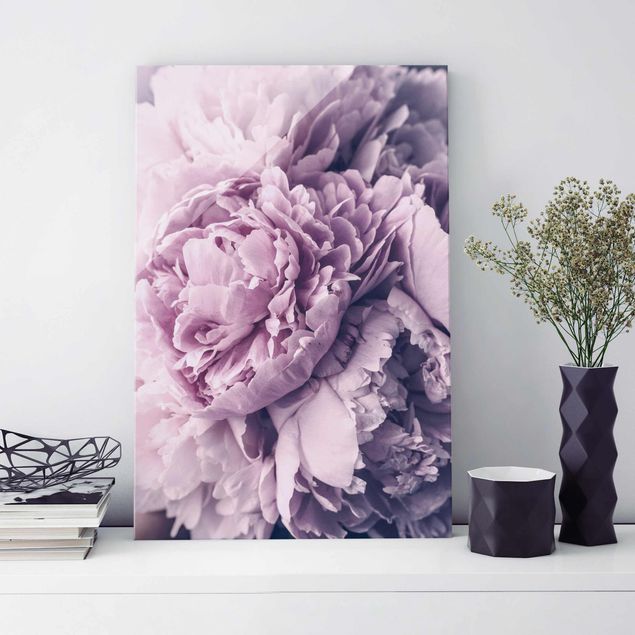 Glasschilderijen Purple Peony Blossoms