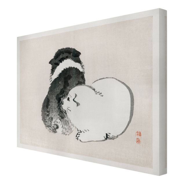 Canvas schilderijen Asian Vintage Drawing Black And White Pooch