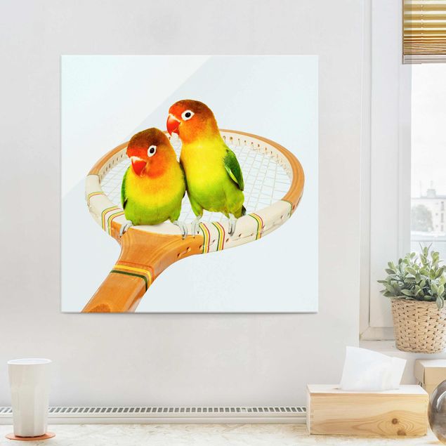 Glas Magnettafel Tennis With Birds