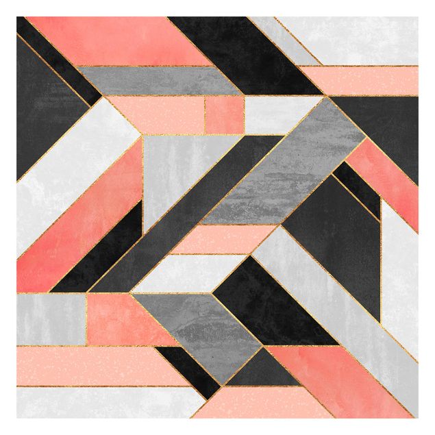 Patroonbehang Geometry Pink And Gold