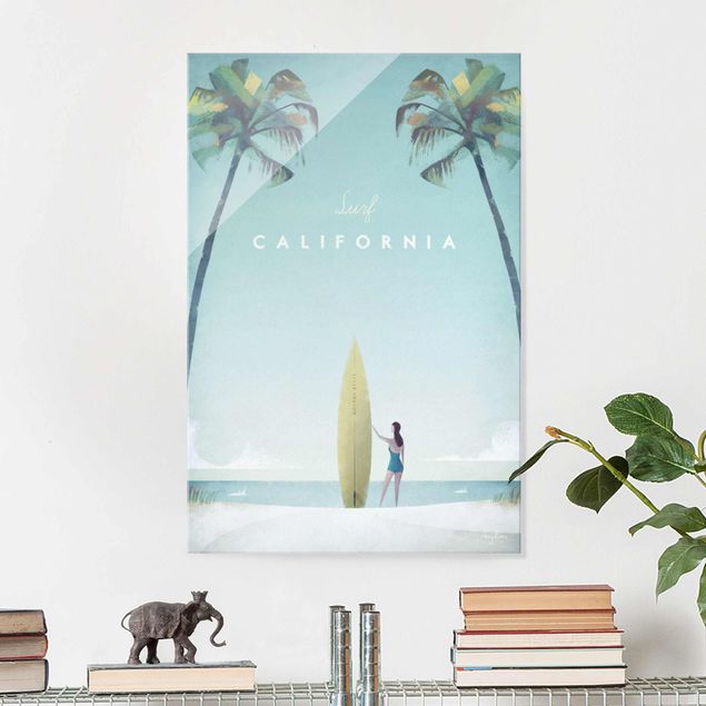 Magnettafel Glas Travel Poster - California