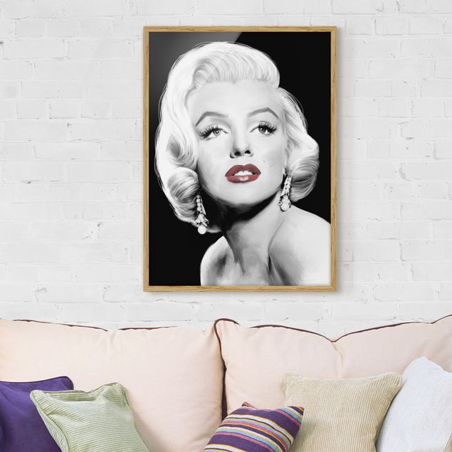 Ingelijste posters Marilyn With Earrings