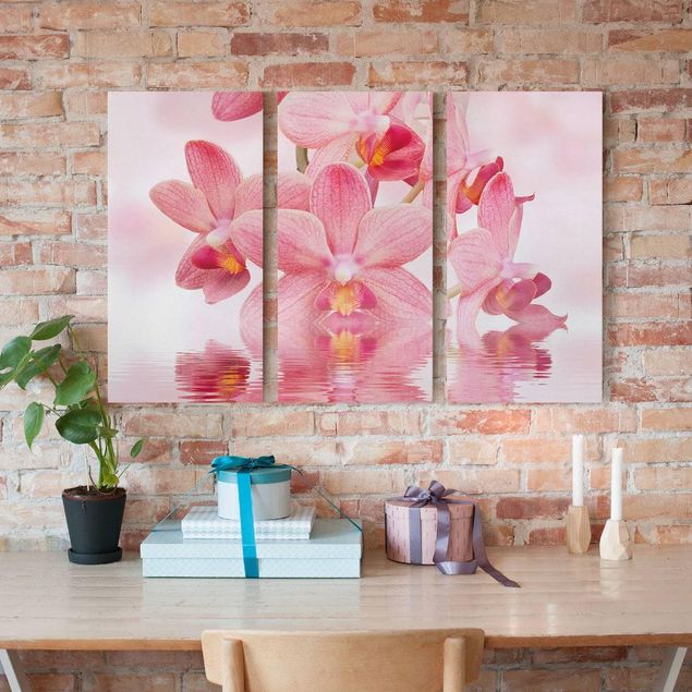 Canvas schilderijen - 3-delig Light Pink Orchid On Water