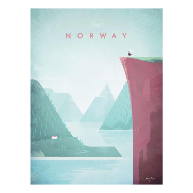 Glasschilderijen Travel Poster - Norway