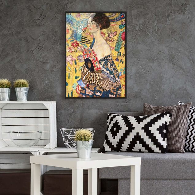 Ingelijste posters Gustav Klimt - Lady With Fan