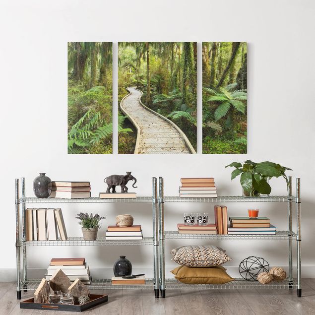 Canvas schilderijen - 3-delig Path In The Jungle