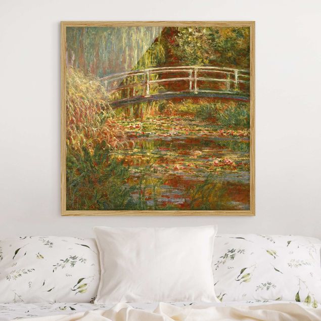 Ingelijste posters Claude Monet - Waterlily Pond And Japanese Bridge (Harmony In Pink)