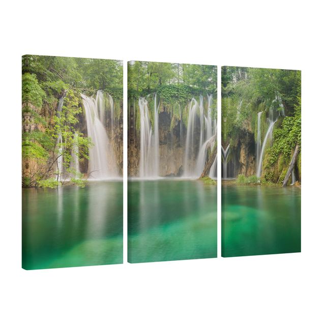 Canvas schilderijen - 3-delig Waterfall Plitvice Lakes
