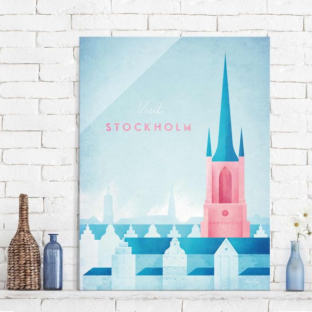 Glas Magnetboard Travel Poster - Stockholm