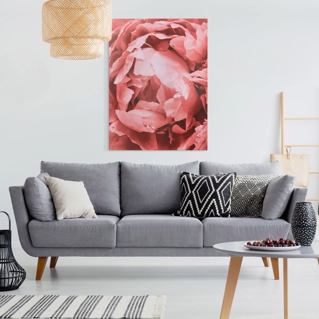 Canvas schilderijen Peony Blossom Coral