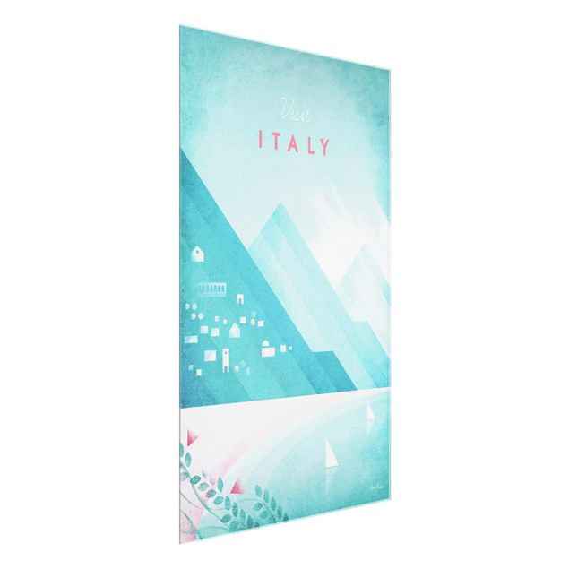 Glasschilderijen Travel Poster - Italy