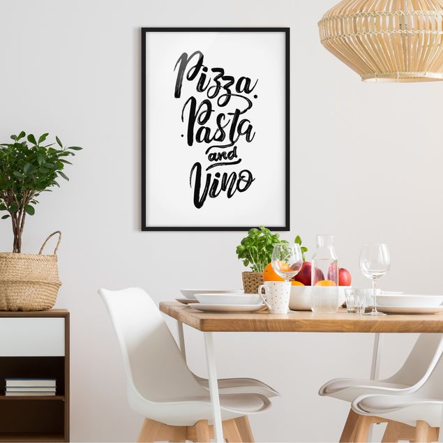 Ingelijste posters Pizza Pasta And Vino